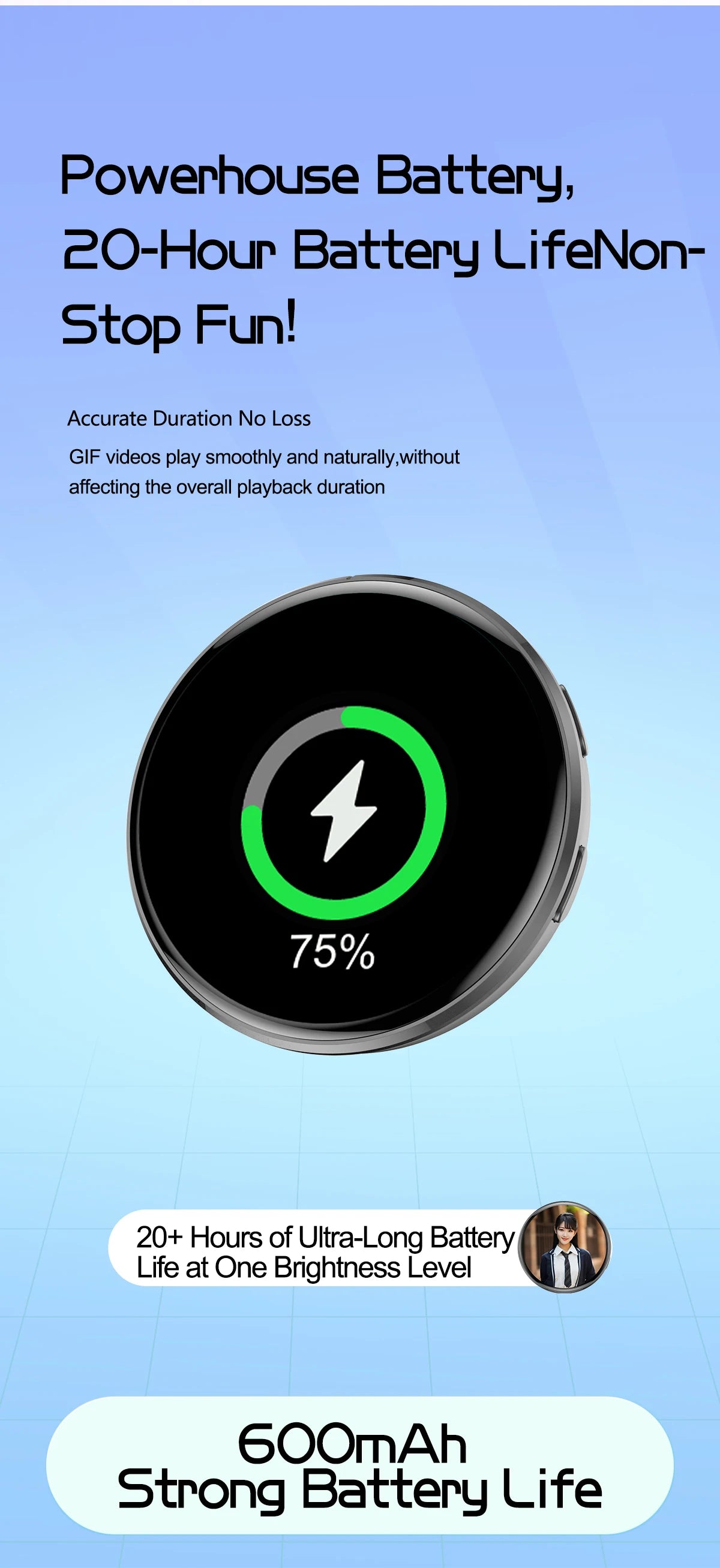 GIF Dynamic Anime DIY Trendy E-Badge Photo Video MP3 Player Digital Display Badge Game Cycling Warning Adaptation Kids Boy Gift