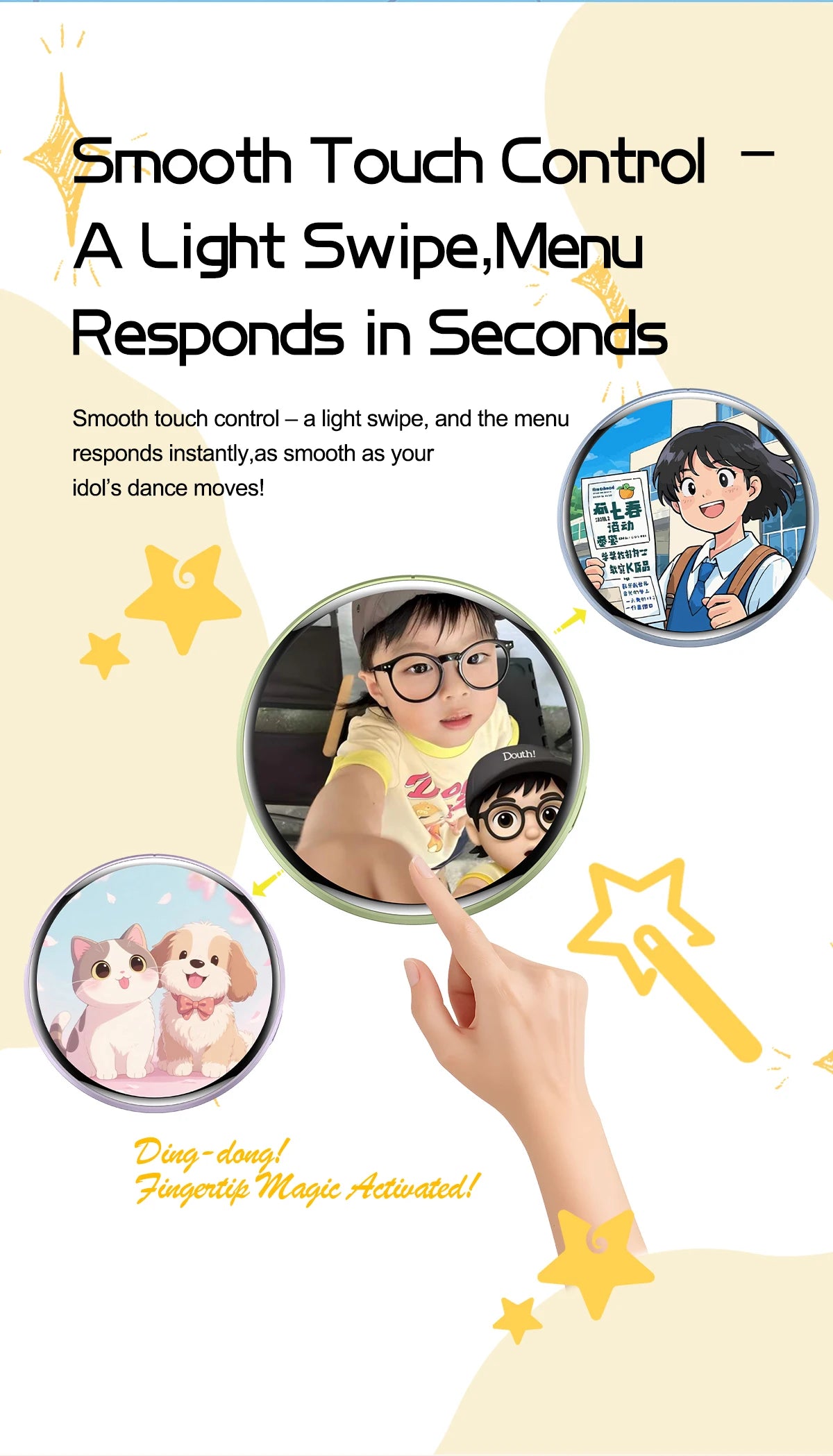 GIF Dynamic Anime DIY Trendy E-Badge Photo Video MP3 Player Digital Display Badge Game Cycling Warning Adaptation Kids Boy Gift