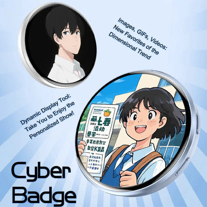 GIF Dynamic Anime DIY Trendy E-Badge Photo Video MP3 Player Digital Display Badge Game Cycling Warning Adaptation Kids Boy Gift