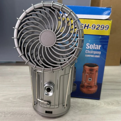 Camping Fan Portable Rechargeable Foldable Hangable Power Bank Lamp Handheld Lantern With Solar Charging