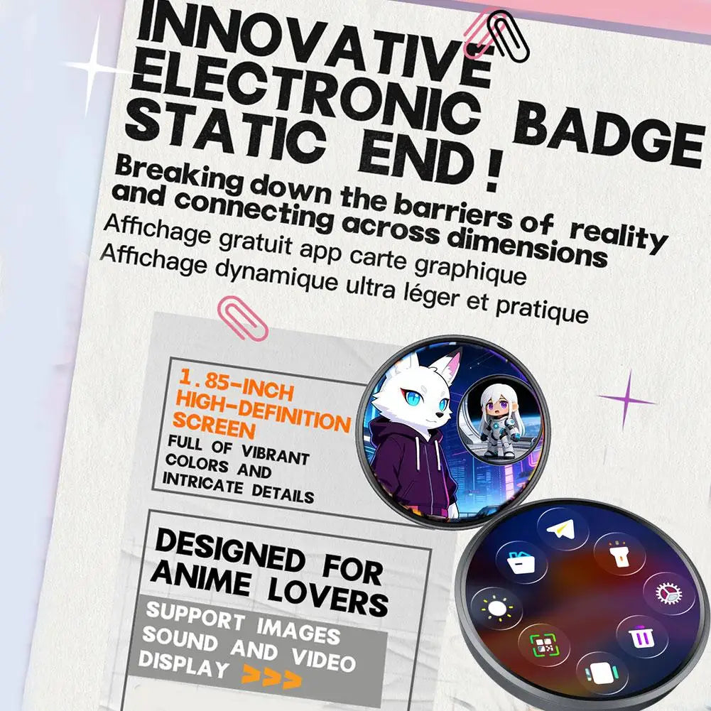 New Dynamic Electronic Badge Anime Merchandise Digital Display Badge For Game Peripherals Excellent Birthday Gifts For Otaku Fa