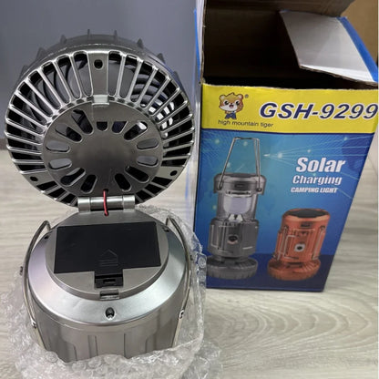 Camping Fan Portable Rechargeable Foldable Hangable Power Bank Lamp Handheld Lantern With Solar Charging
