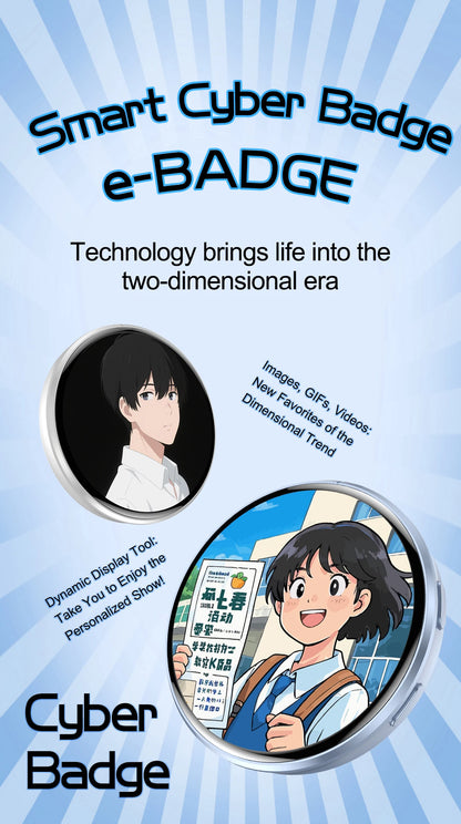 GIF Dynamic Anime DIY Trendy E-Badge Photo Video MP3 Player Digital Display Badge Game Cycling Warning Adaptation Kids Boy Gift