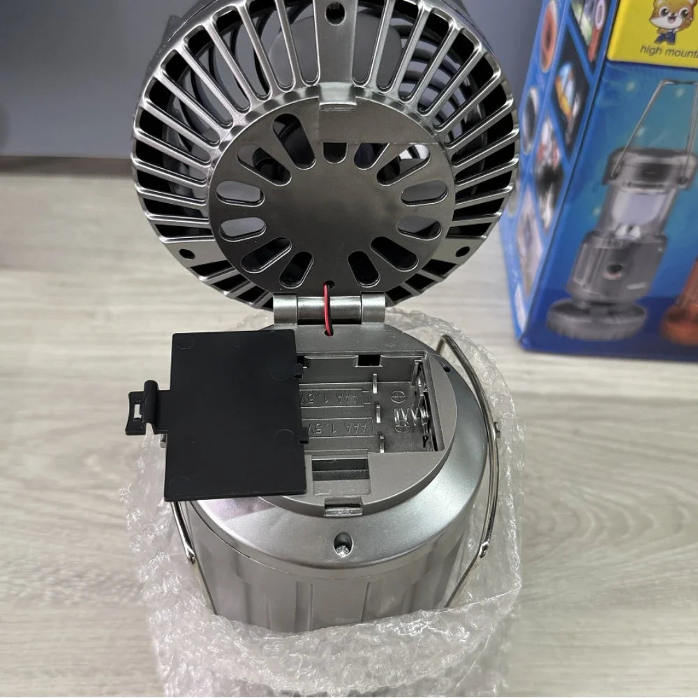 Camping Fan Portable Rechargeable Foldable Hangable Power Bank Lamp Handheld Lantern With Solar Charging