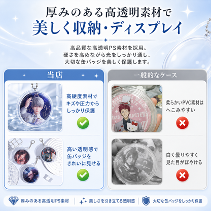 推し缶バッジケース｜透明保護ホルダー